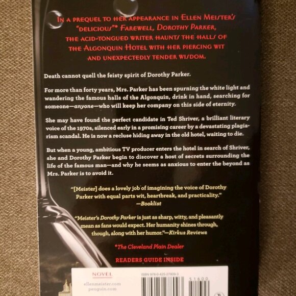 Dorothy Parker Drank Here By Ellen Meister Paperback Book 2015 Algonquin Hotel - Picture 2 of 3